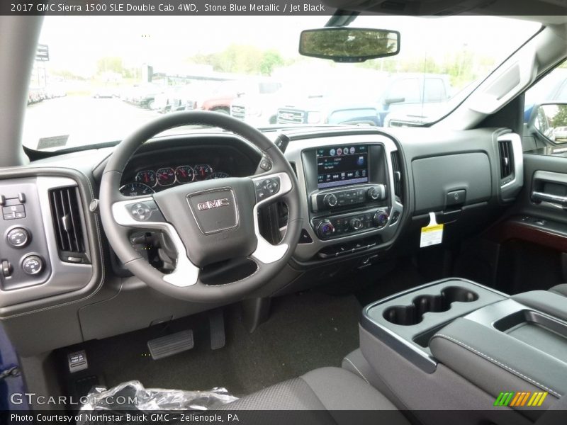 Stone Blue Metallic / Jet Black 2017 GMC Sierra 1500 SLE Double Cab 4WD