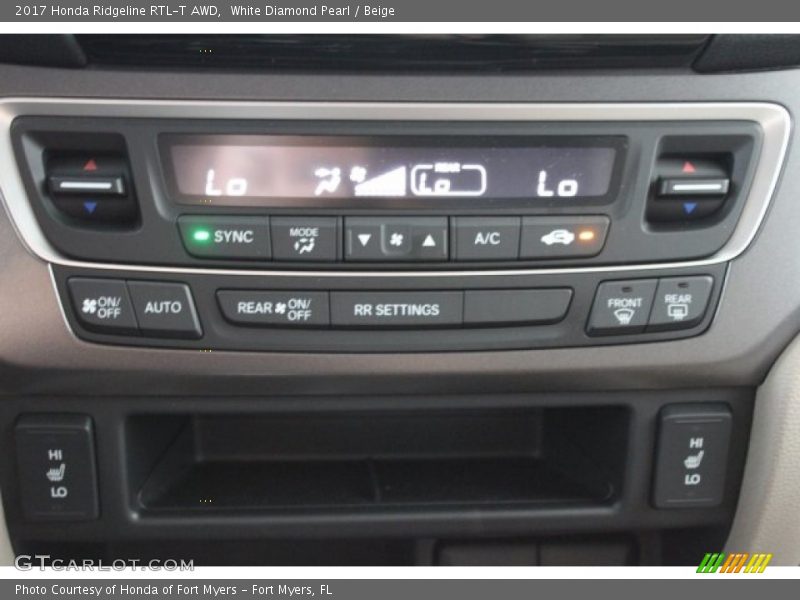 White Diamond Pearl / Beige 2017 Honda Ridgeline RTL-T AWD