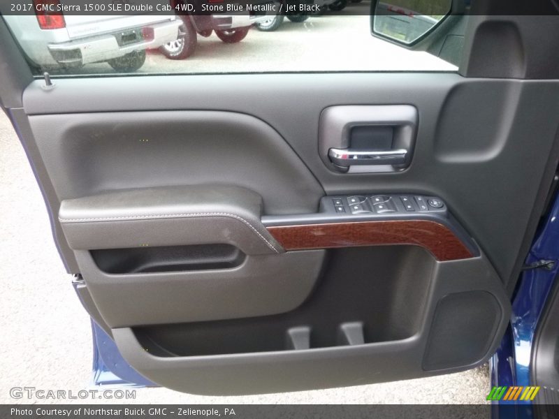 Stone Blue Metallic / Jet Black 2017 GMC Sierra 1500 SLE Double Cab 4WD