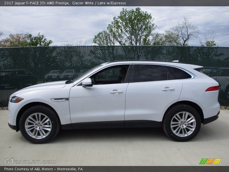Glacier White / Latte w/Espresso 2017 Jaguar F-PACE 35t AWD Prestige