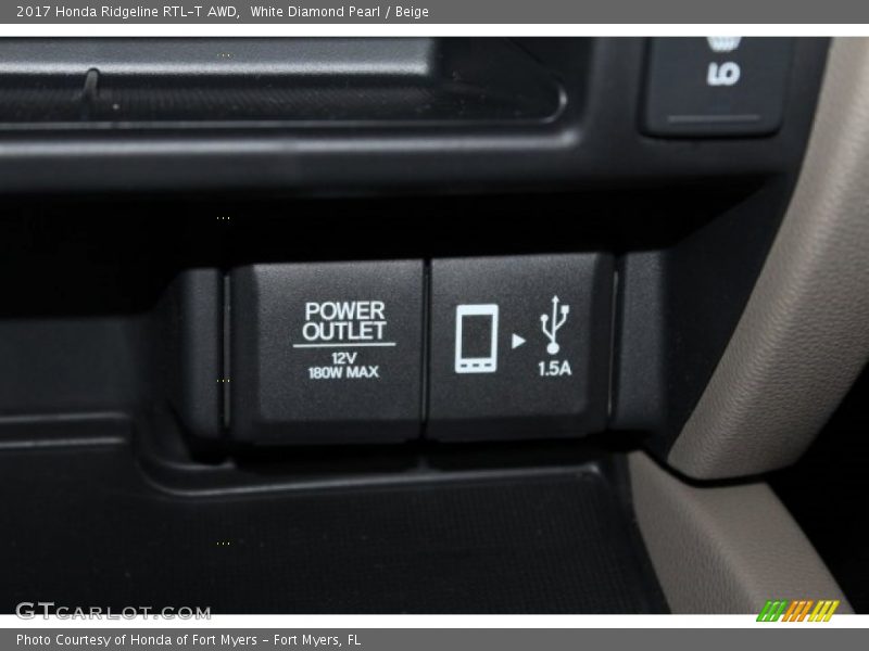 White Diamond Pearl / Beige 2017 Honda Ridgeline RTL-T AWD