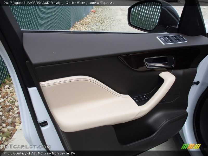 Glacier White / Latte w/Espresso 2017 Jaguar F-PACE 35t AWD Prestige