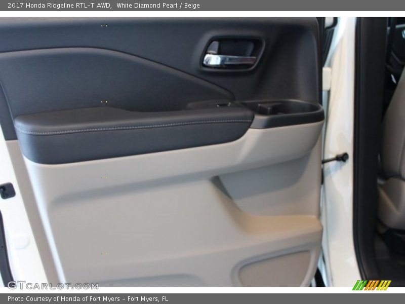 White Diamond Pearl / Beige 2017 Honda Ridgeline RTL-T AWD