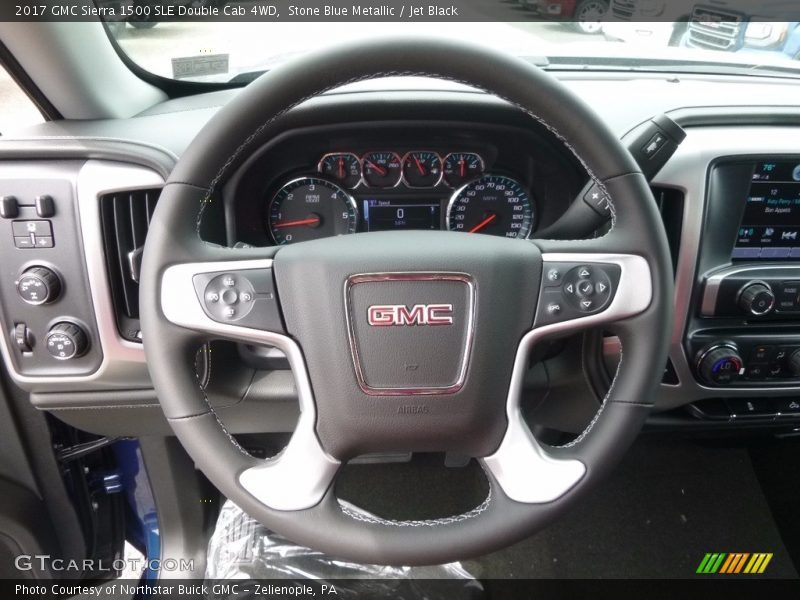 Stone Blue Metallic / Jet Black 2017 GMC Sierra 1500 SLE Double Cab 4WD