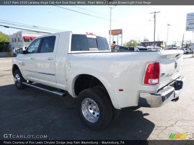 Pearl White / Canyon Brown/Light Frost Beige 2017 Ram 3500 Laramie Mega Cab 4x4 Dual Rear Wheel