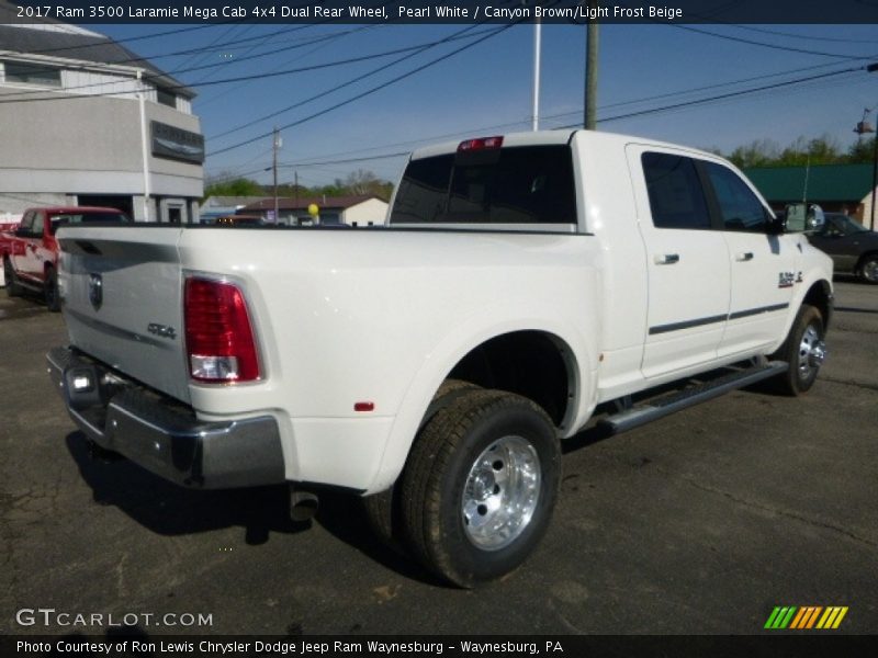Pearl White / Canyon Brown/Light Frost Beige 2017 Ram 3500 Laramie Mega Cab 4x4 Dual Rear Wheel