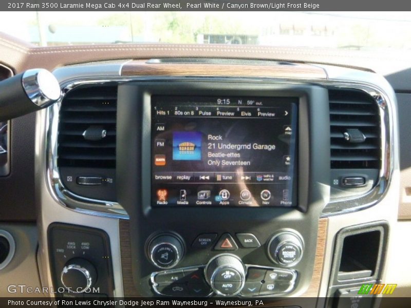 Pearl White / Canyon Brown/Light Frost Beige 2017 Ram 3500 Laramie Mega Cab 4x4 Dual Rear Wheel
