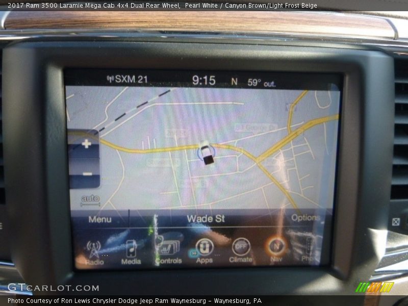 Pearl White / Canyon Brown/Light Frost Beige 2017 Ram 3500 Laramie Mega Cab 4x4 Dual Rear Wheel