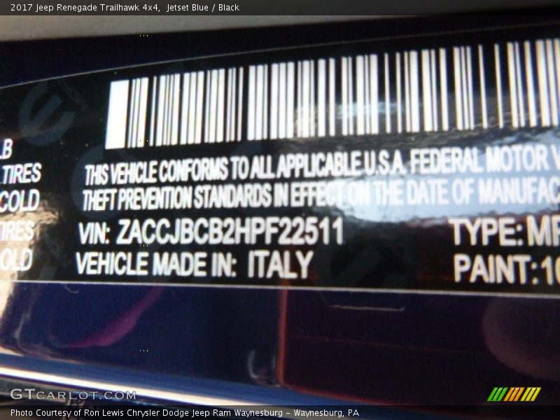 Jetset Blue / Black 2017 Jeep Renegade Trailhawk 4x4