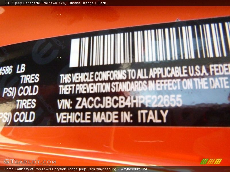 Omaha Orange / Black 2017 Jeep Renegade Trailhawk 4x4