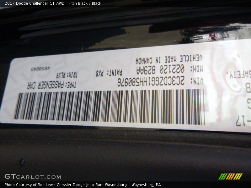 Pitch Black / Black 2017 Dodge Challenger GT AWD
