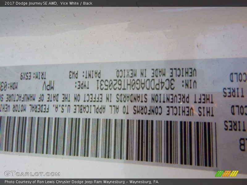 Vice White / Black 2017 Dodge Journey SE AWD