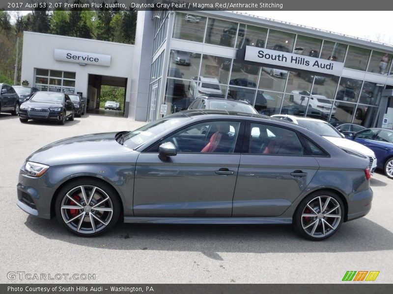 Daytona Gray Pearl / Magma Red/Anthracite Stitching 2017 Audi S3 2.0T Premium Plus quattro