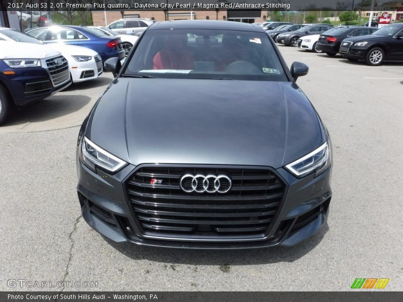 Daytona Gray Pearl / Magma Red/Anthracite Stitching 2017 Audi S3 2.0T Premium Plus quattro