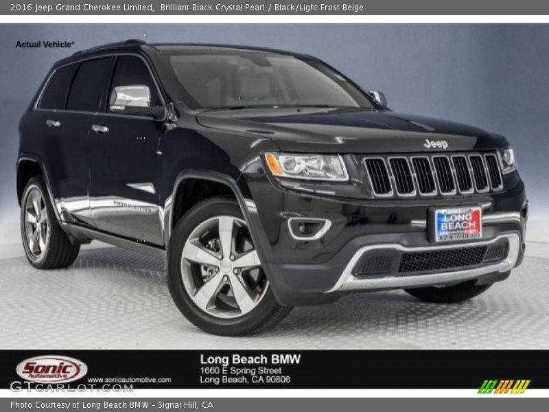 Brilliant Black Crystal Pearl / Black/Light Frost Beige 2016 Jeep Grand Cherokee Limited