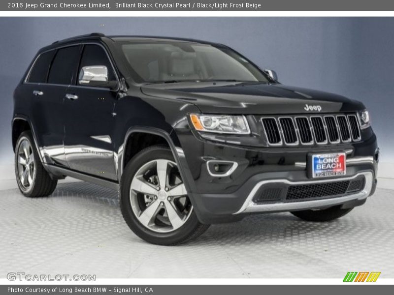 Brilliant Black Crystal Pearl / Black/Light Frost Beige 2016 Jeep Grand Cherokee Limited