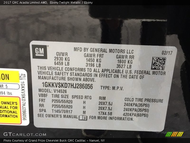 Ebony Twilight Metallic / Ebony 2017 GMC Acadia Limited AWD