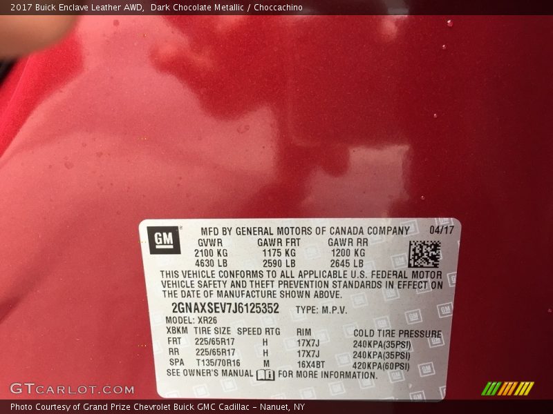 Dark Chocolate Metallic / Choccachino 2017 Buick Enclave Leather AWD