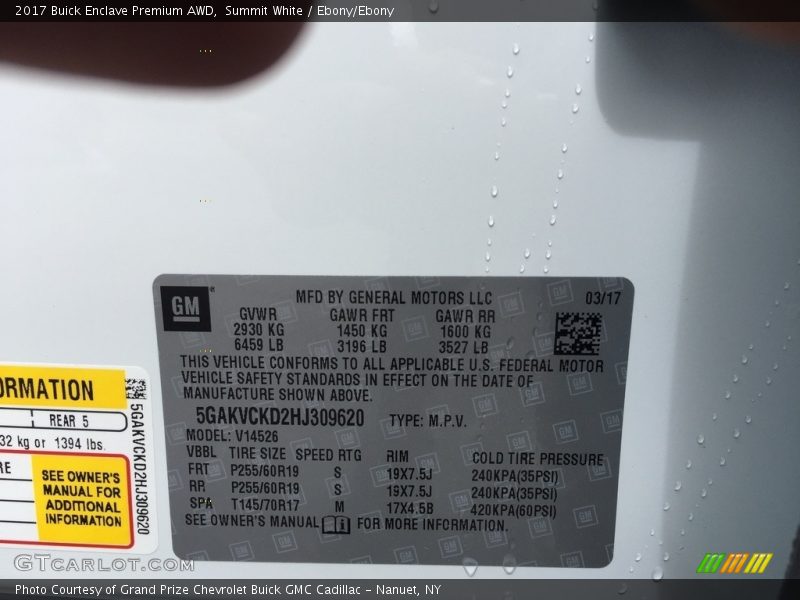 Summit White / Ebony/Ebony 2017 Buick Enclave Premium AWD