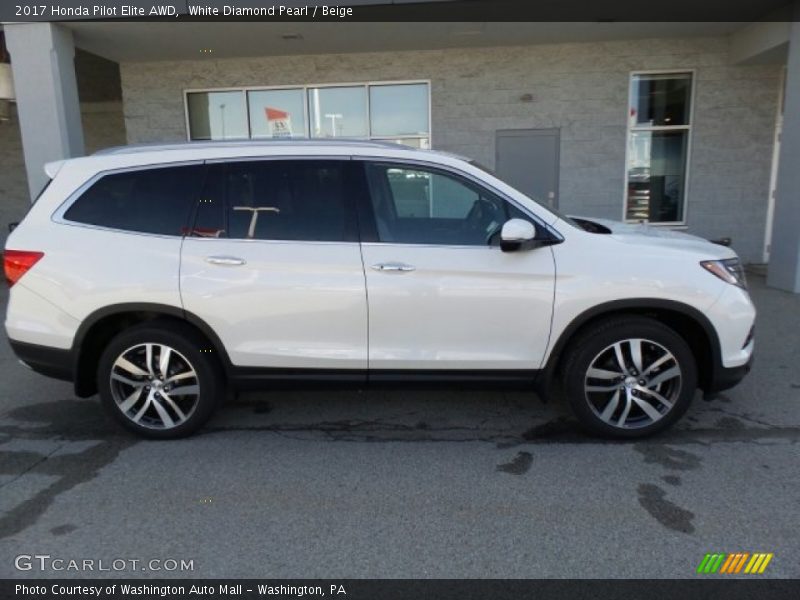 White Diamond Pearl / Beige 2017 Honda Pilot Elite AWD