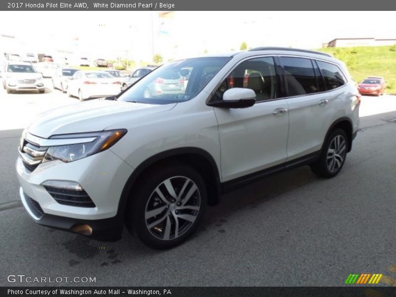 White Diamond Pearl / Beige 2017 Honda Pilot Elite AWD