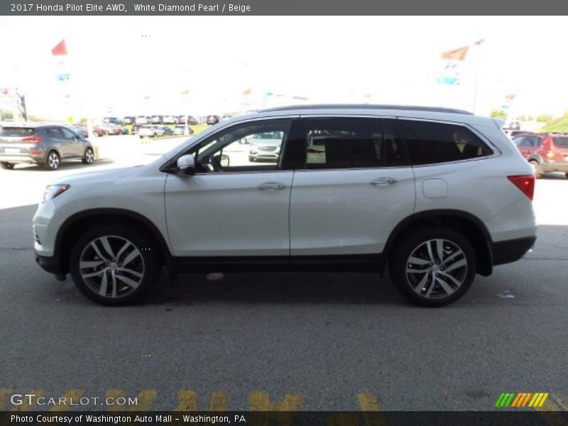 White Diamond Pearl / Beige 2017 Honda Pilot Elite AWD