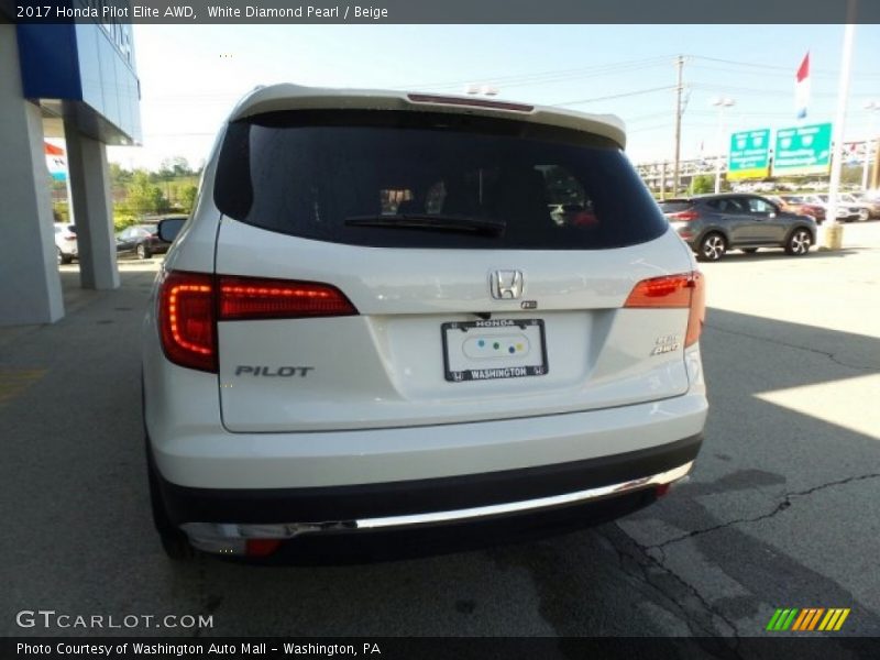 White Diamond Pearl / Beige 2017 Honda Pilot Elite AWD