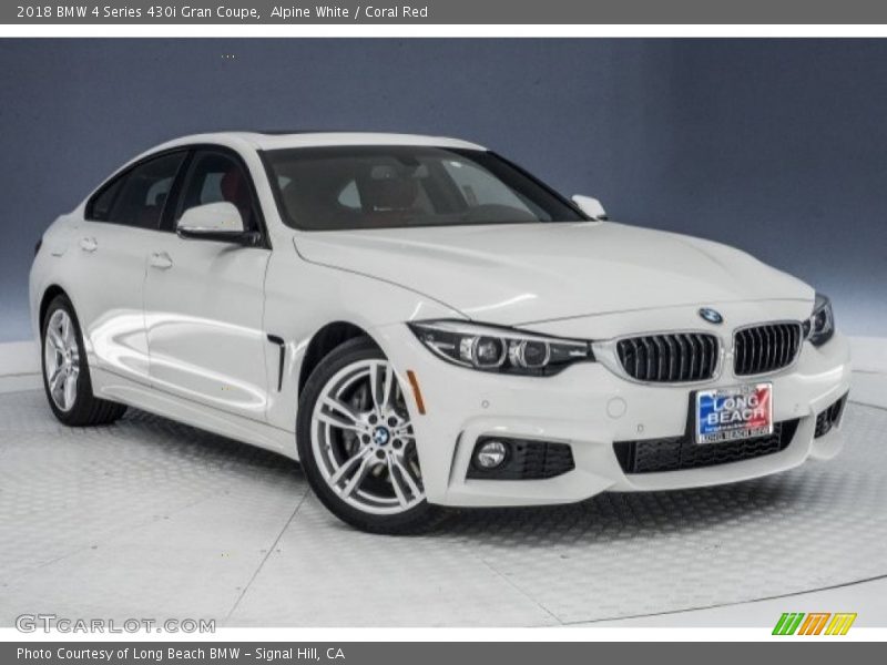 Alpine White / Coral Red 2018 BMW 4 Series 430i Gran Coupe