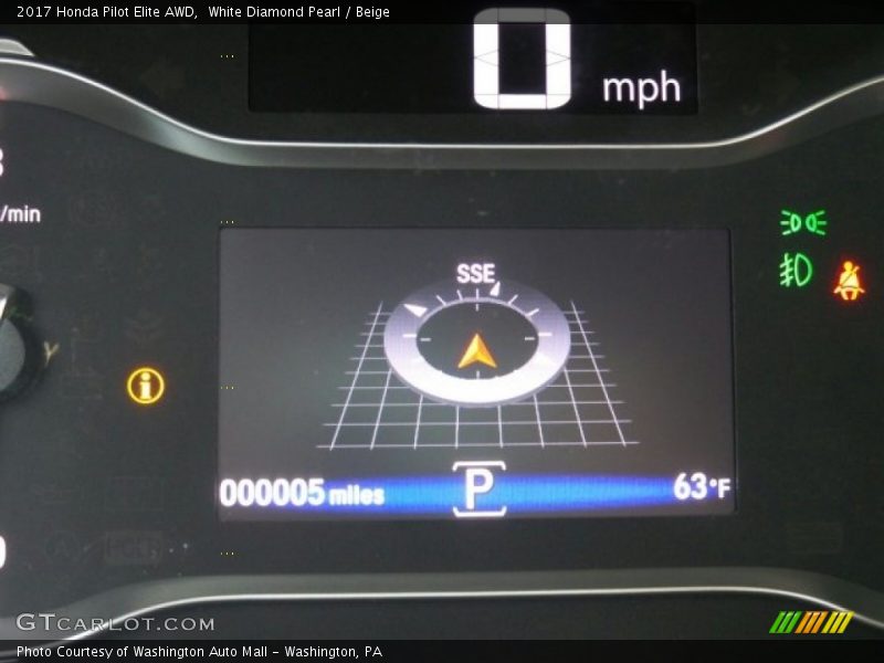 White Diamond Pearl / Beige 2017 Honda Pilot Elite AWD
