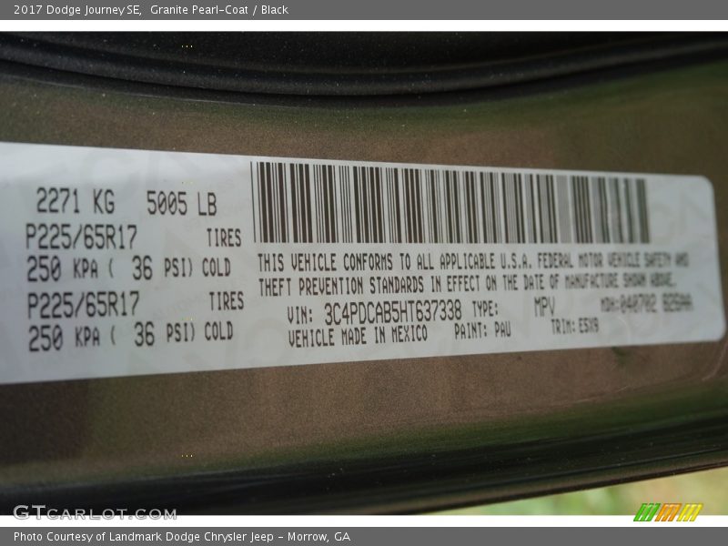 Granite Pearl-Coat / Black 2017 Dodge Journey SE