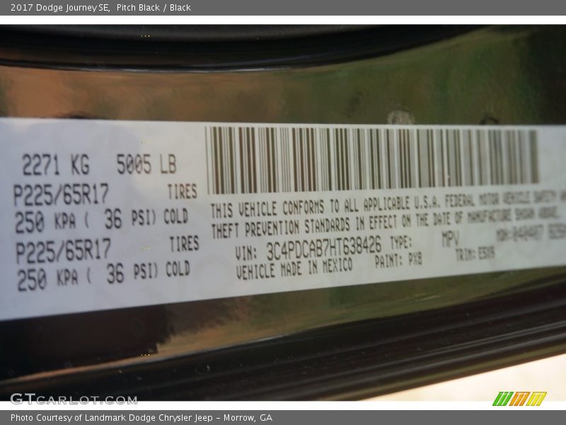 Pitch Black / Black 2017 Dodge Journey SE