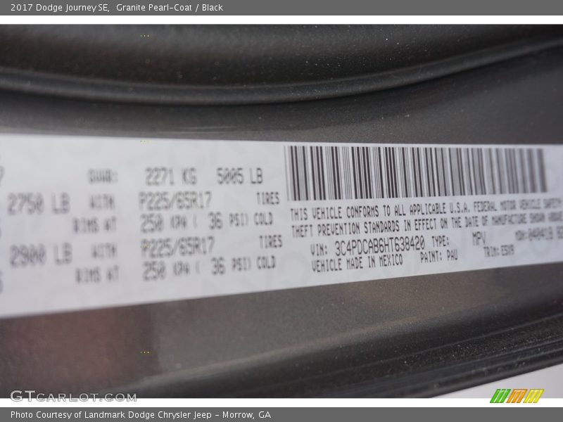 Granite Pearl-Coat / Black 2017 Dodge Journey SE