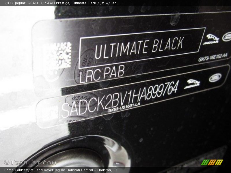 Ultimate Black / Jet w/Tan 2017 Jaguar F-PACE 35t AWD Prestige
