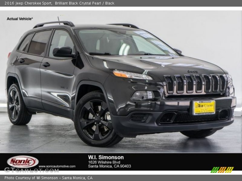 Brilliant Black Crystal Pearl / Black 2016 Jeep Cherokee Sport