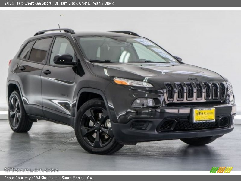 Brilliant Black Crystal Pearl / Black 2016 Jeep Cherokee Sport