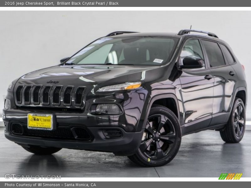 Brilliant Black Crystal Pearl / Black 2016 Jeep Cherokee Sport