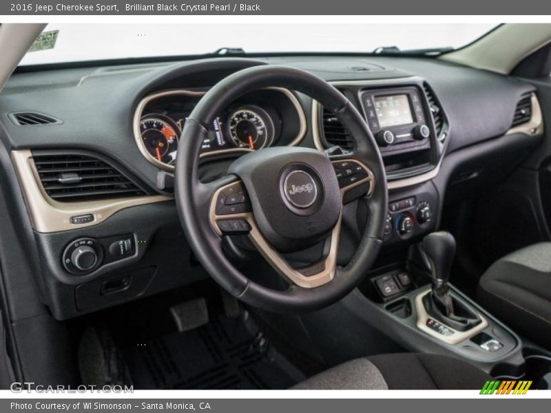 Brilliant Black Crystal Pearl / Black 2016 Jeep Cherokee Sport