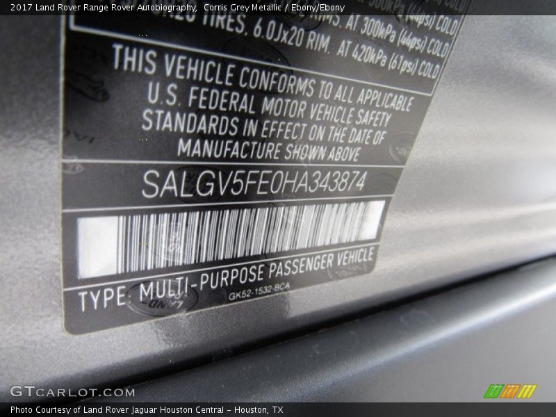 Corris Grey Metallic / Ebony/Ebony 2017 Land Rover Range Rover Autobiography