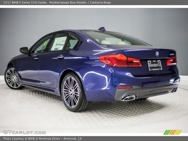 Mediterranean Blue Metallic / Canberra Beige 2017 BMW 5 Series 530i Sedan