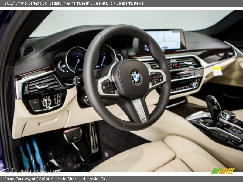 Mediterranean Blue Metallic / Canberra Beige 2017 BMW 5 Series 530i Sedan