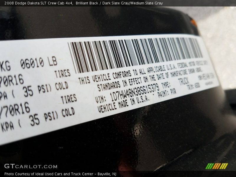 Brilliant Black / Dark Slate Gray/Medium Slate Gray 2008 Dodge Dakota SLT Crew Cab 4x4
