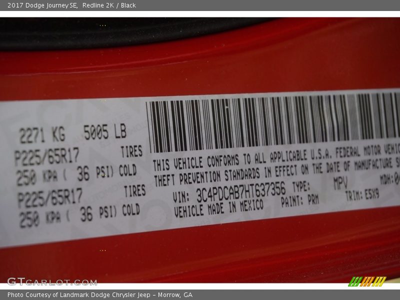Redline 2K / Black 2017 Dodge Journey SE