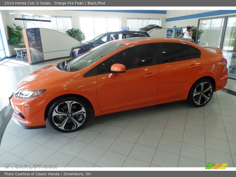 Orange Fire Pearl / Black/Red 2014 Honda Civic Si Sedan