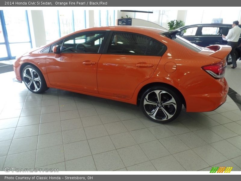 Orange Fire Pearl / Black/Red 2014 Honda Civic Si Sedan
