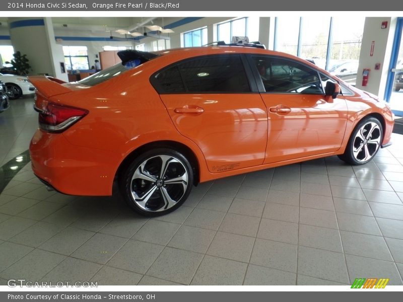 Orange Fire Pearl / Black/Red 2014 Honda Civic Si Sedan