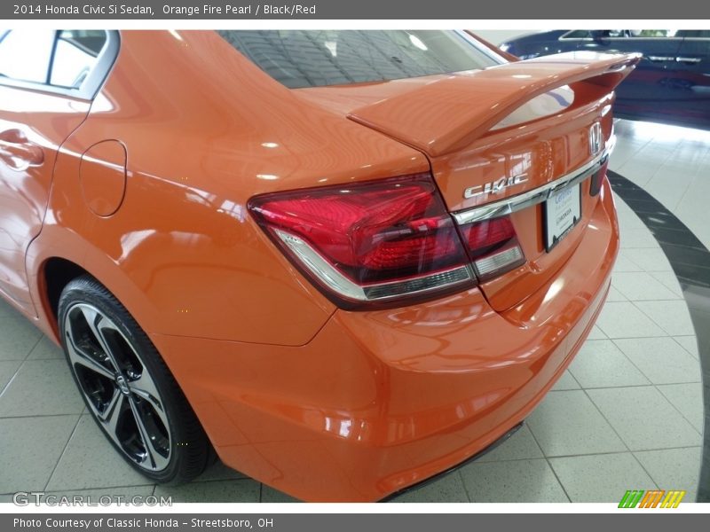 Orange Fire Pearl / Black/Red 2014 Honda Civic Si Sedan
