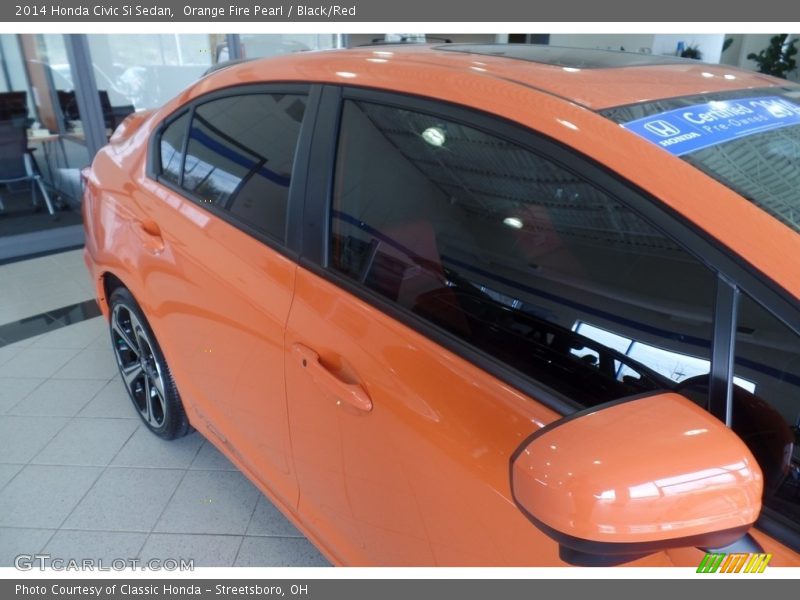 Orange Fire Pearl / Black/Red 2014 Honda Civic Si Sedan