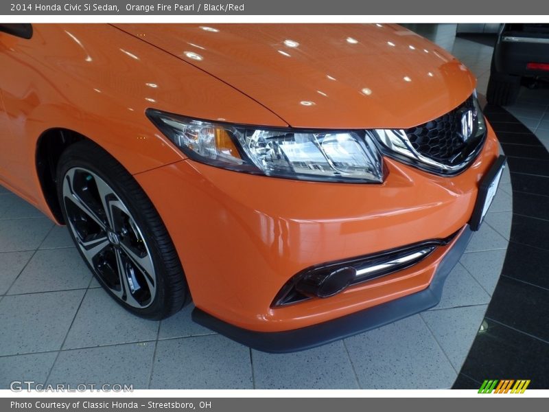 Orange Fire Pearl / Black/Red 2014 Honda Civic Si Sedan
