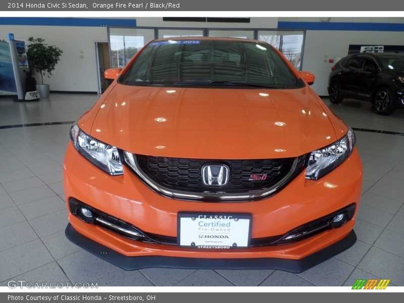 Orange Fire Pearl / Black/Red 2014 Honda Civic Si Sedan