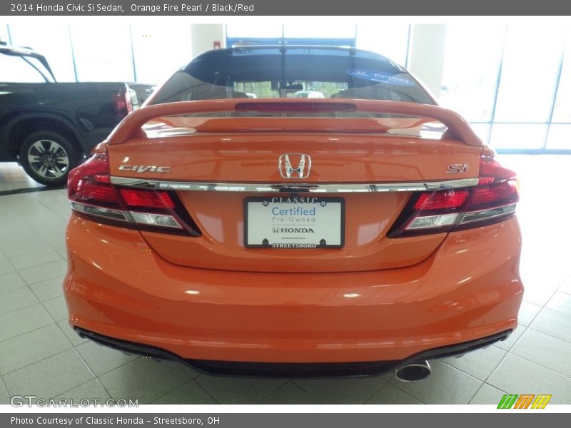Orange Fire Pearl / Black/Red 2014 Honda Civic Si Sedan